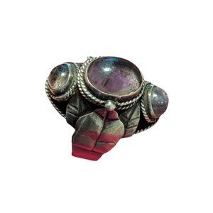 Vintage Poison Ring Sterling Silver MEXICO TAXCO Amethyst 925 Fairycore Goth